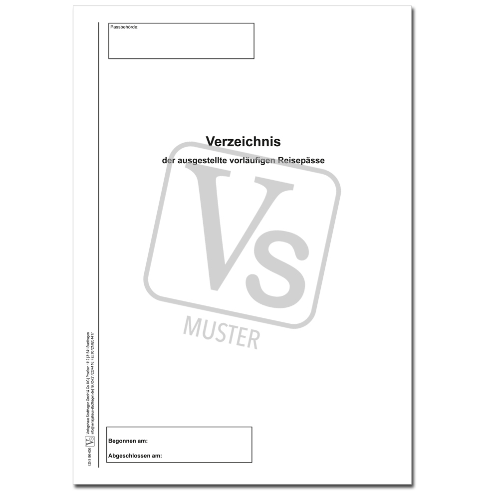 Verzeichnis der ausgestellten vorläufigen Reisepässe