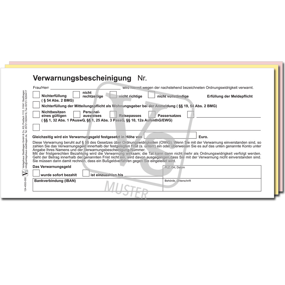 Verwarnungsbescheinigung