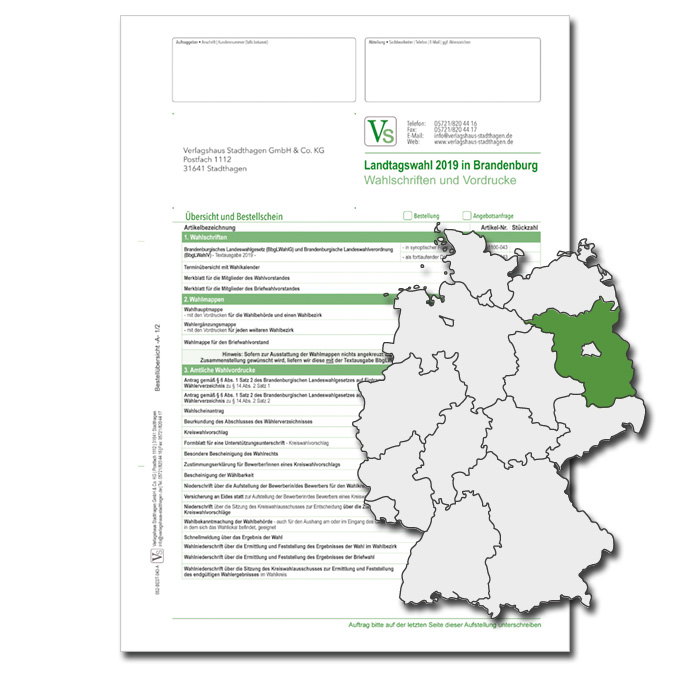 Bestellschein zur Landtagswahl für Wahlschriften & Vordrucke