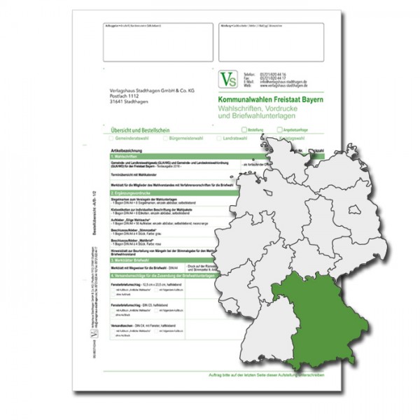 Bestellschein zur Landtagswahl für Wahlschriften & Vordrucke und Briefwahlunterlagen
